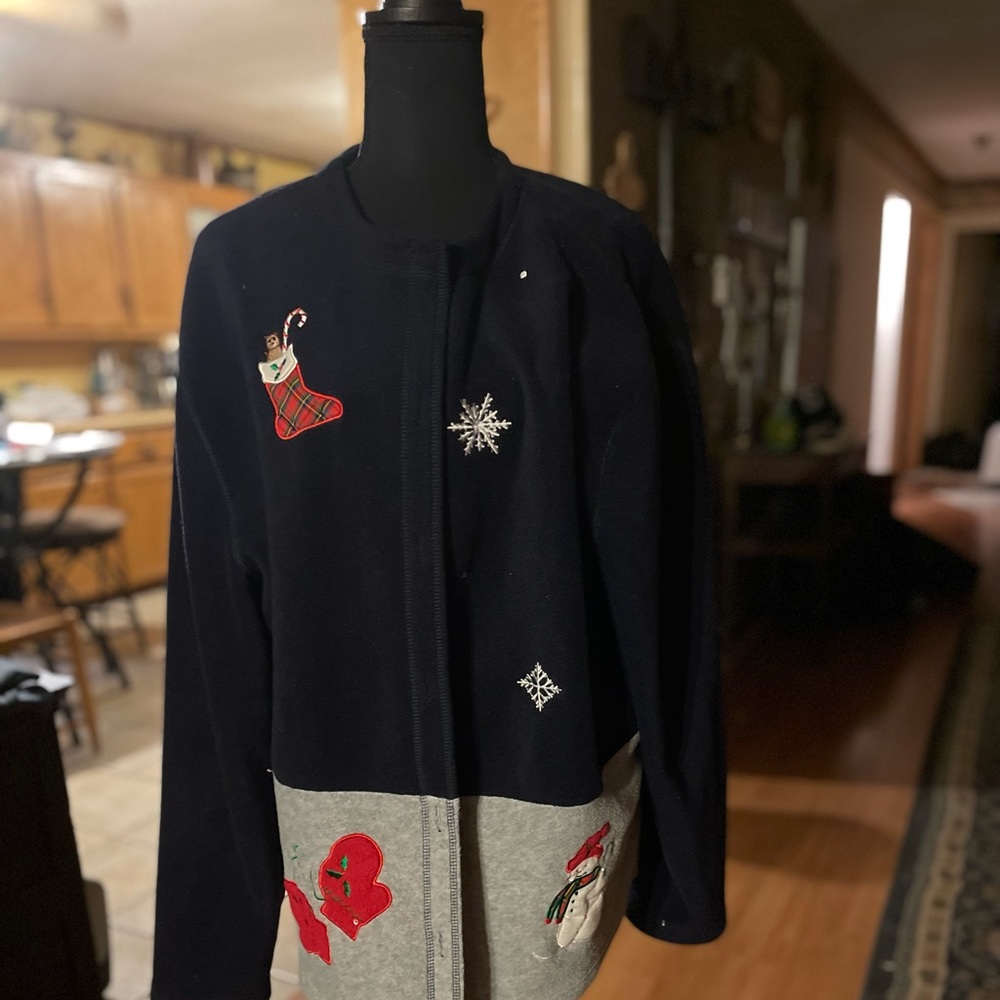 3X Navy blue Christmas button down jacket